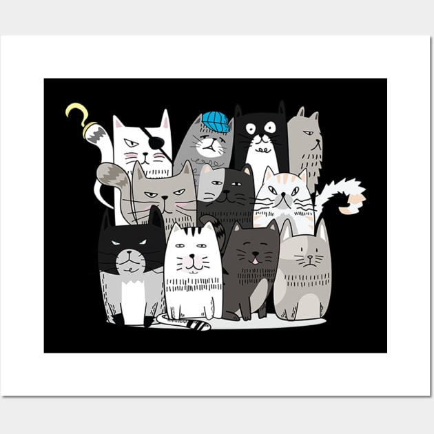 Cats gang, funny cat Wall Art by white.ink